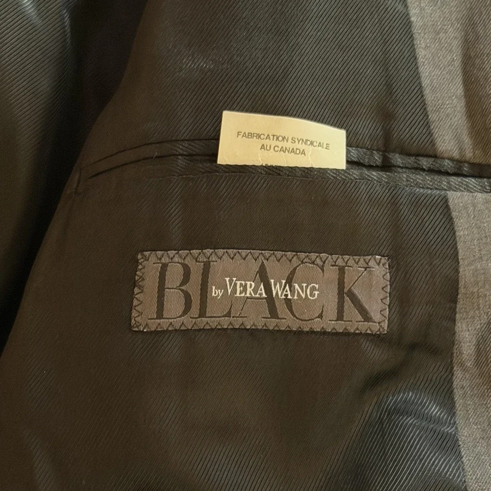 Vera Wang Men's Tuxedo Jacket 54R Gray Wool Satin Trim Formal Blazer Notch Lapel